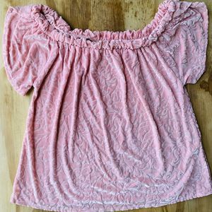 Hollister Off Shoulder Velvety Pink Blouse Top S